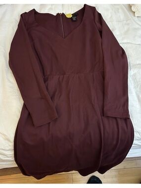 Long Sleeve Midi Dress in Deep Burgundy